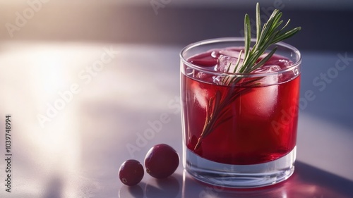 Wallpaper Mural Glass of red cocktail with rosemary garnish and ice cubes Torontodigital.ca