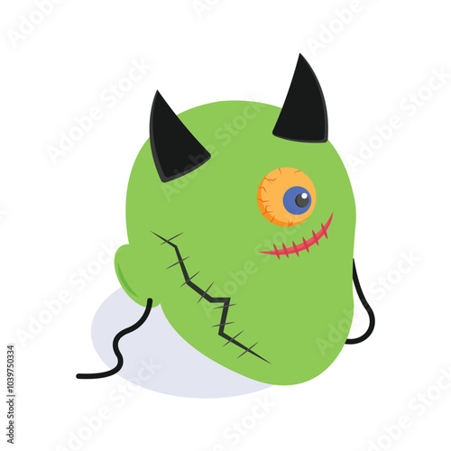 Get this creatively designed icon of zombie face, ready to use vector