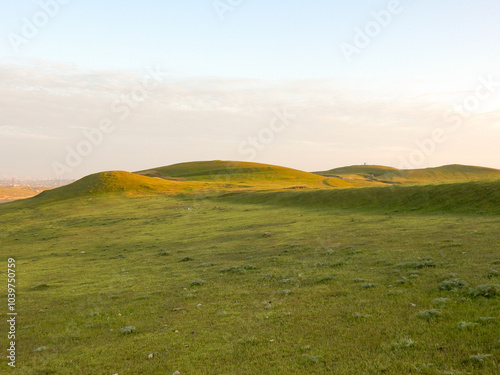 Rolling grassy hill in Baku, Azerbaijan photo