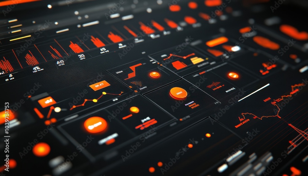 Many charts on the desktop on a dark background Many charts on the desktop on a dark background