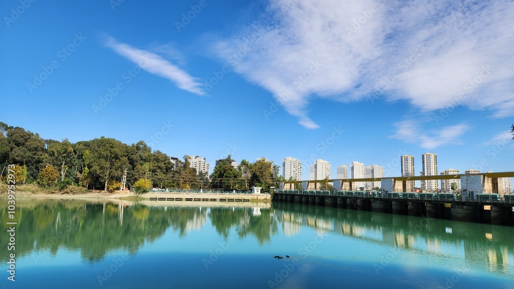 Fototapeta premium An October view from Eskibaraj dam lake
