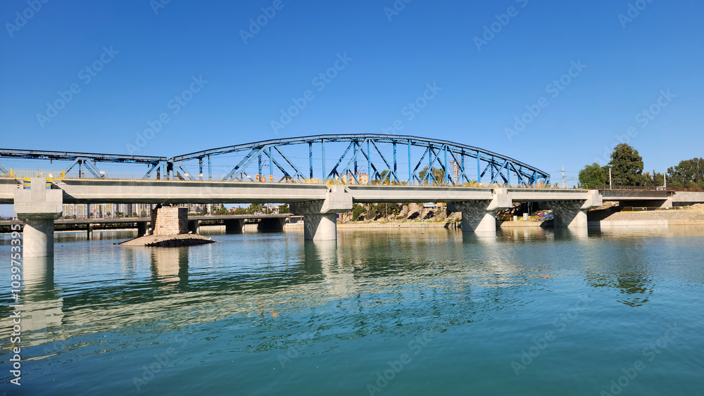 Railway Bridge on Seyhan River in Adana city Railway Bridge on Seyhan River in Adana city