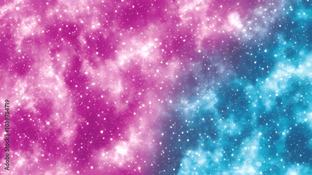 Fototapeta premium Pink and Blue Galaxy Watercolor Background with Stars