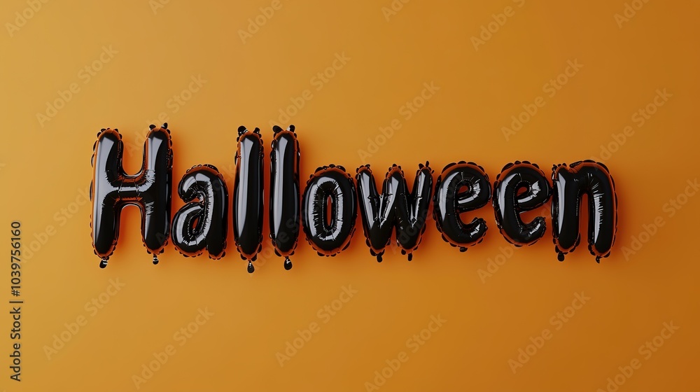 Spooky 3D Rendered Halloween Balloons Spelling the Word Spooky 3D Rendered Halloween Balloons Spelling the Word