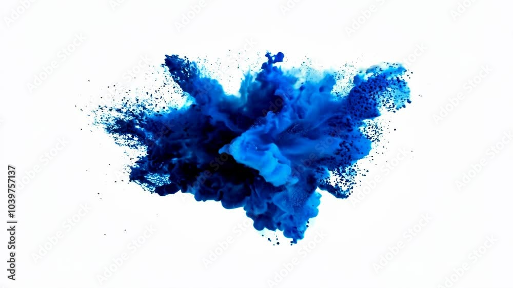 blue ink explode on white abstract art