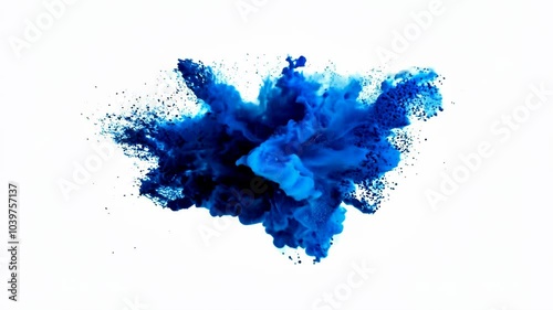 blue ink explode on white abstract art