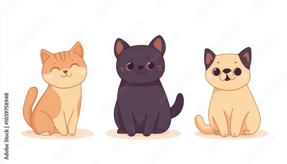 Cute cats on a white horizontal website banner or social media header Cute cats on a white horizontal website banner or social media header