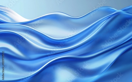 Smooth blue wave cloth background, 3d rendering, Generative Ai 