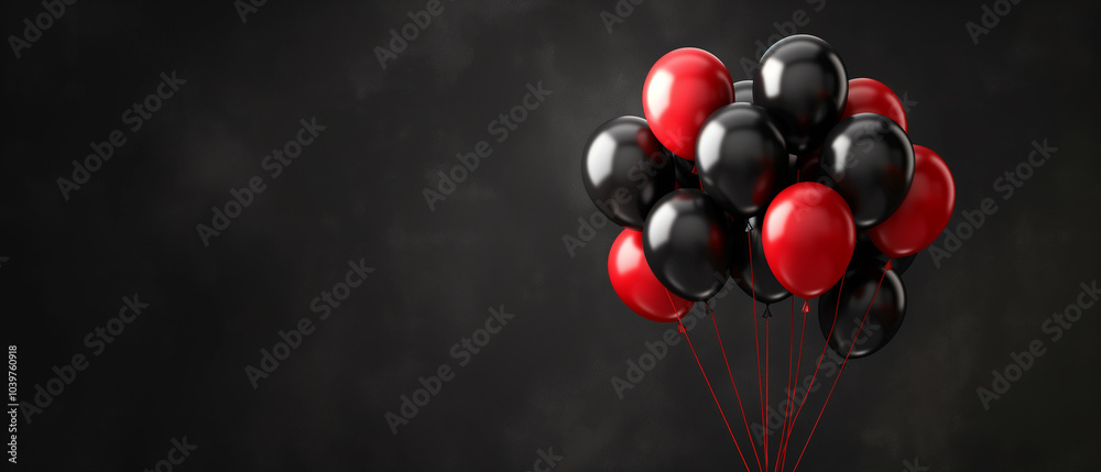 Black and Red Balloons on Dark Background Black and Red Balloons on Dark Background