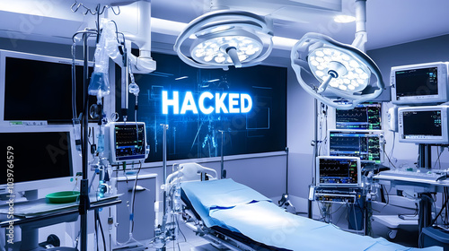 high-tech operating room with a large monitor displaying 