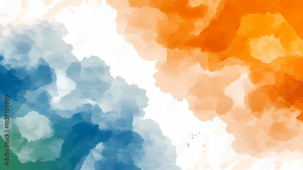Obraz premium Abstract Watercolor Background with Orange and Blue Hues