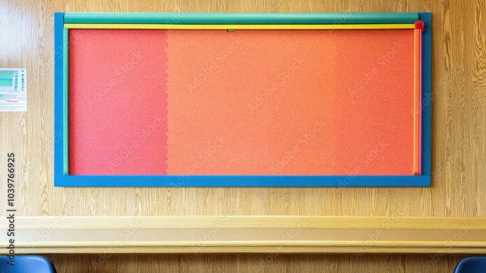 Fototapeta premium Empty bulletin board with colorful frame on wood wall