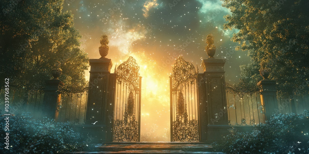 Ornate Gates: Gateway to the Heavenly Realm with Majestic Columns and Glorious Architecture Ornate Gates: Gateway to the Heavenly Realm with Majestic Columns and Glorious Architecture