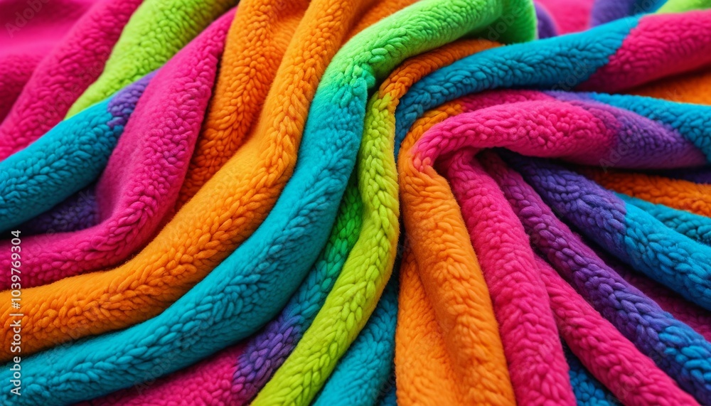 A vibrant fleece material arranged flat, highlighting its plush texture and insulation properties, perfect for jackets and blankets, Generative AI A vibrant fleece material arranged flat, highlighting its plush texture and insulation properties, perfect for jackets and blankets, Generative AI