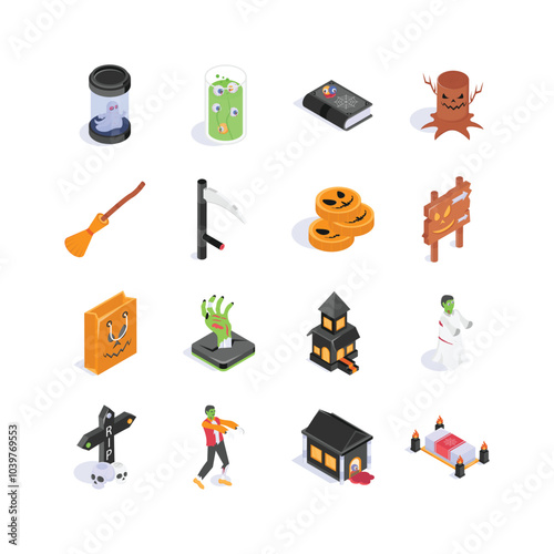 Grab this amazing halloween icons set in trendy style