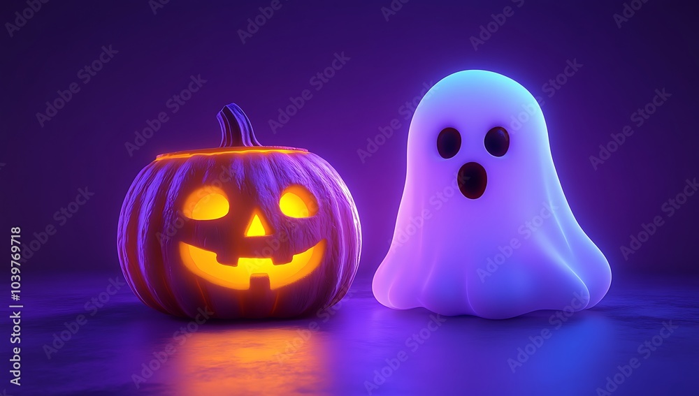 a ghost and a pumpkin
a ghost and a pumpkin