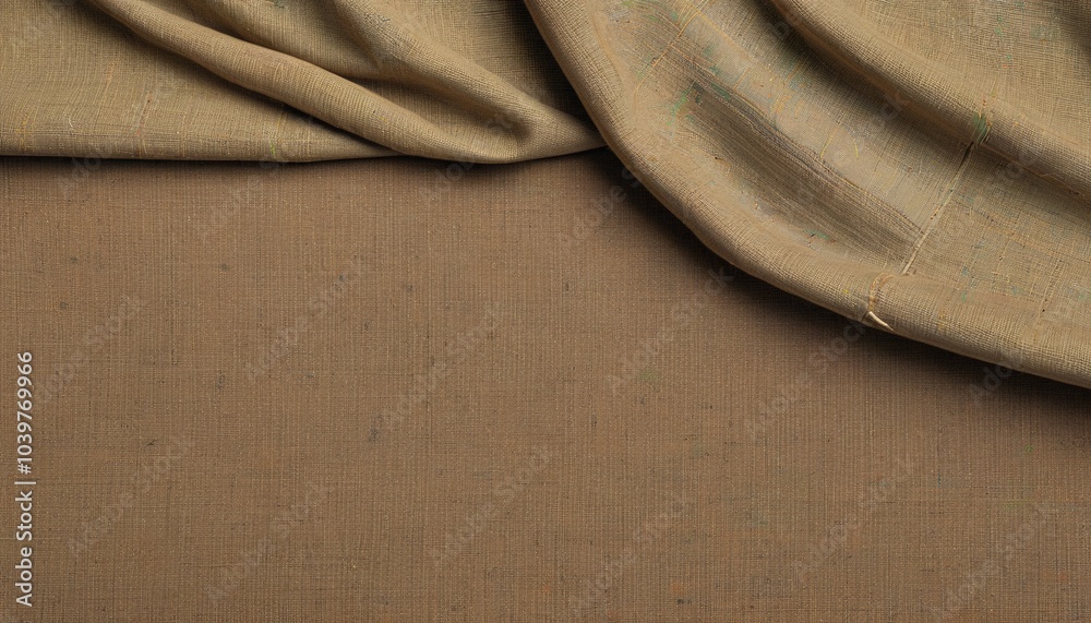 Fototapeta premium A rustic canvas fabric laid out, emphasizing its strength and suitability for bags and outdoor gear, perfect for camping and crafting, Generative AI