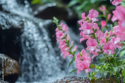 Close up pink snapdragon at Mundang waterfall  Phuhinrongkra national park  Thailand. photo