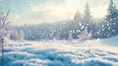 Wallpaper Mural A snowy landscape with a tree in the foreground Torontodigital.ca