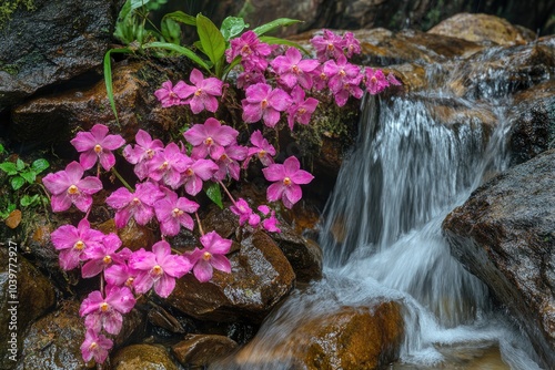 Pink Habenaria rhodocheila in Mun daeng waterfall  Thailand. photo