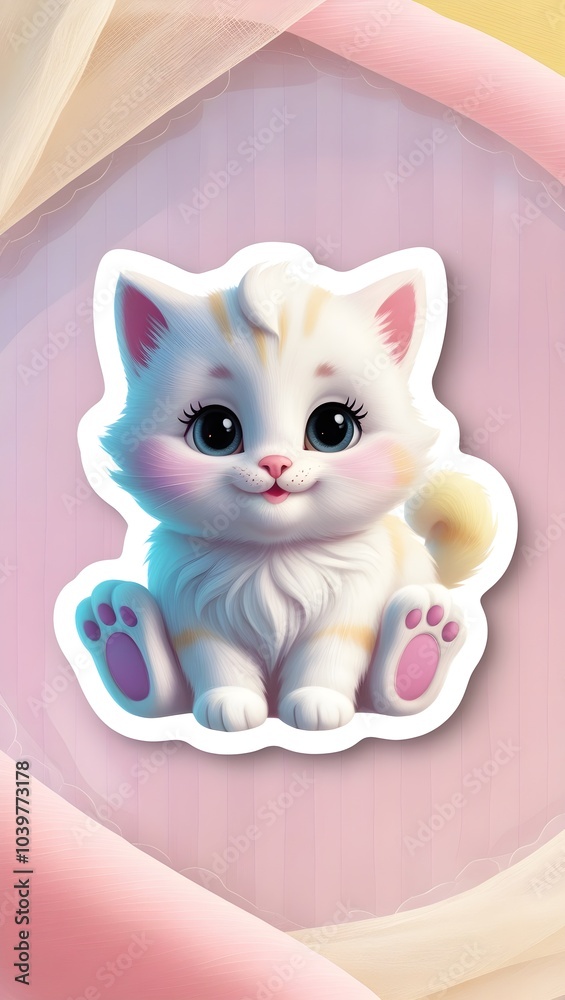 Fototapeta premium A poster of an optimistic, happy, and cute cat. 