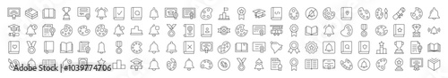 Award, Ring, Book, Medal, Watercolor Related Line Icons for Web Sites, Books, Cards, Apps. Editable Stroke. Suitable for Web Sites, Books, Cards, Apps