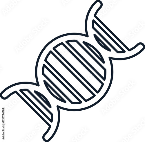 Abstract vector illustration of DNA model in linear style. Natural science, discovery, and investigation symbol element. The icon is perfect for web design, decorative elements, print, stickers, or so