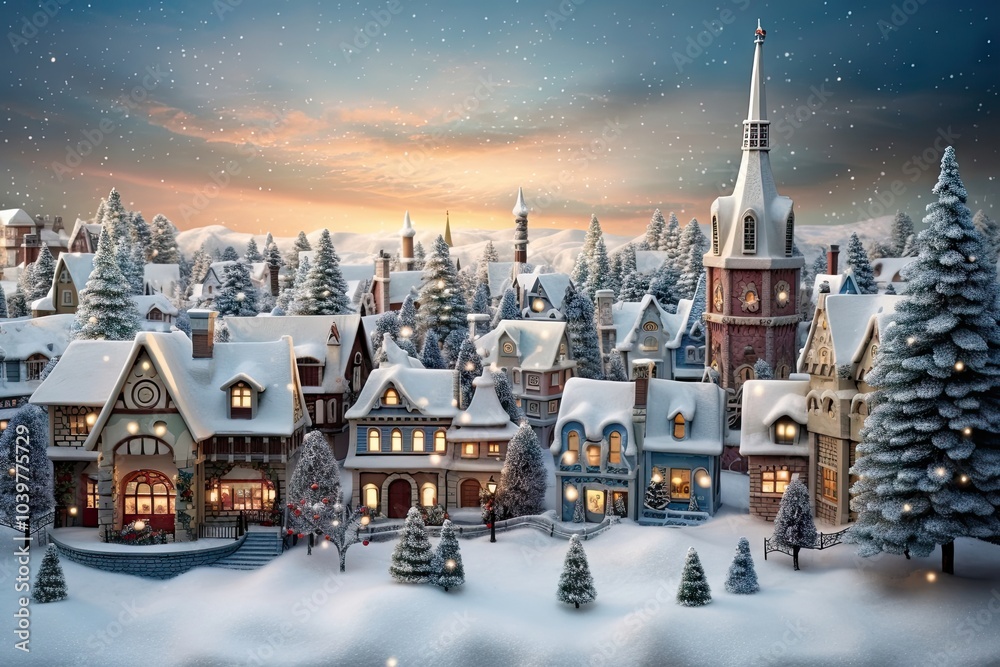 Obraz premium Christmas snow landscape outdoors.