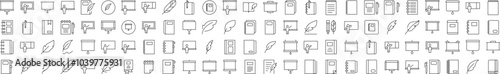University Related Simple Sign Set. Contains Icons of Professor, Teacher, Presentation Board, Notebook for Banners, Infographics, Books, Articles and Other Types of Design