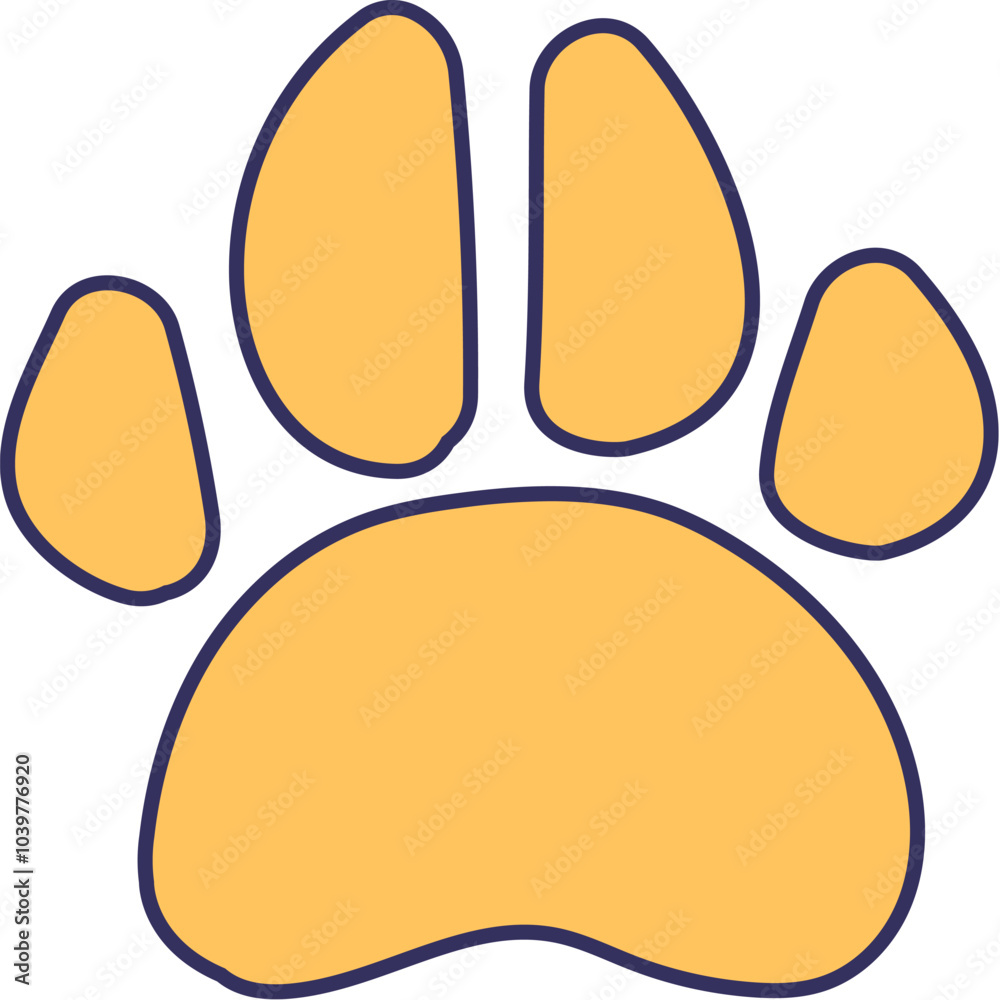 Paw print of large dog. Footprint of large puppy. Image for design of pet store or veterinary clinic. Simple flat vector isolated on white background Paw print of large dog. Footprint of large puppy. Image for design of pet store or veterinary clinic. Simple flat vector isolated on white background