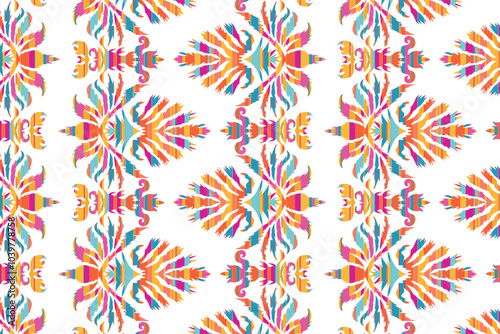 Geometric ethnic flower pattern for background,fabric,wrapping,clothing,wallpaper,Batik,carpet,embroidery style.