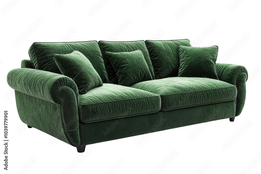 Green sleeper sofa isolated on transparent background, png file, no background png file