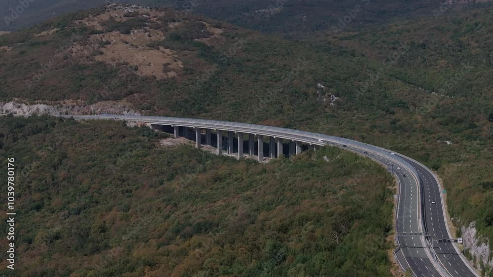 Croatian highway located in picturesque mountains. Holiday theme.