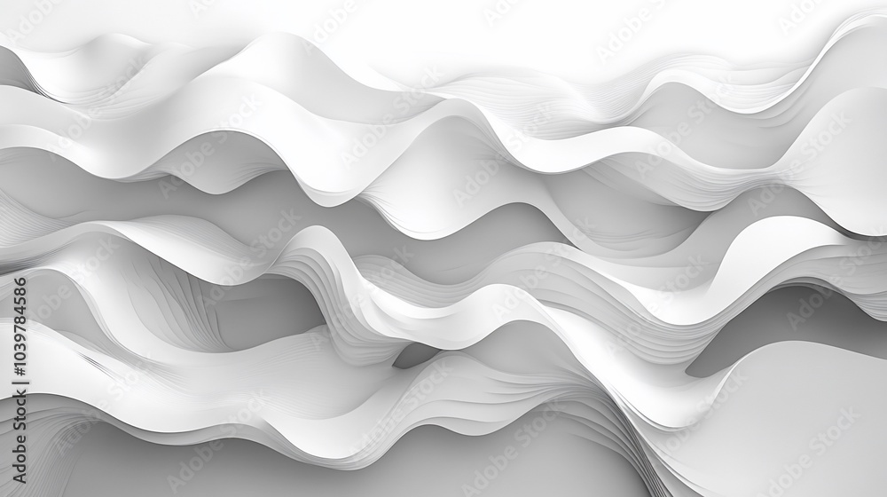 Fototapeta premium Abstract waves of white paper creating a smooth, flowing texture.