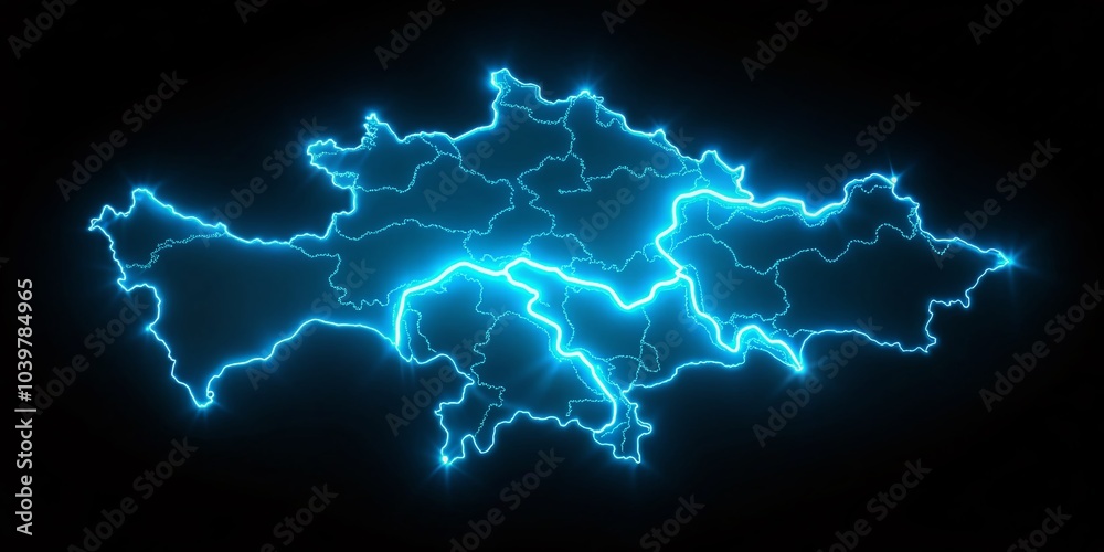 Abstract Kazakhstan Outline Map in Low Light Photography Style for Creative Design Projects Abstract Kazakhstan Outline Map in Low Light Photography Style for Creative Design Projects