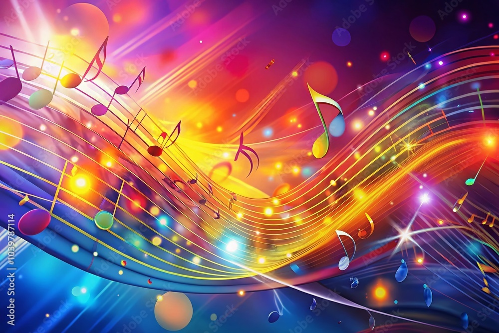 Fototapeta premium Abstract Music Background with Notes and Vibrant Colors for Creative Design Projects
