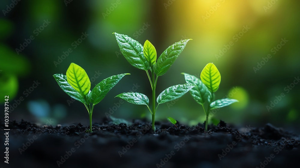 Growth of Plants in Soil Under Soft Light