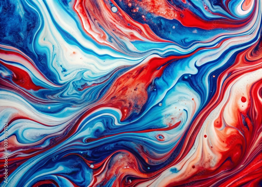 Abstract Red and White Wavy Liquid Art Design with Blue Digital Marble Texture for Creative Backgrounds Abstract Red and White Wavy Liquid Art Design with Blue Digital Marble Texture for Creative Backgrounds