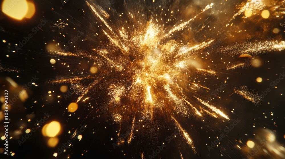 Obraz premium Golden fireworks Black Friday announcement sale celebration