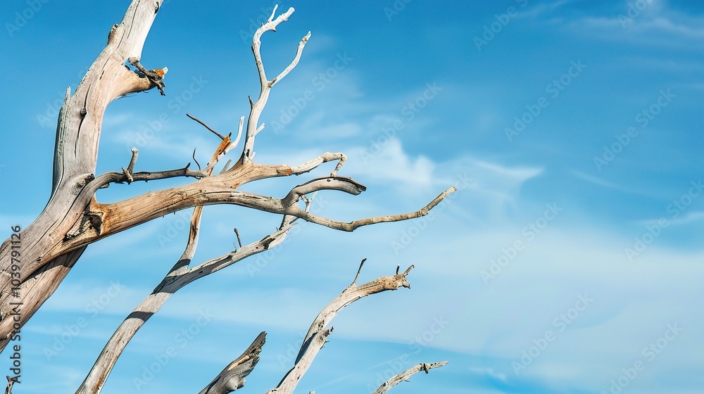 Dry tree branches with blue sky - a serene and natural sight. This image showcases dry tree branches against a beautiful blue sky, creating a sense of tranquility and simplicity Dry tree branches with blue sky - a serene and natural sight. This image showcases dry tree branches against a beautiful blue sky, creating a sense of tranquility and simplicity