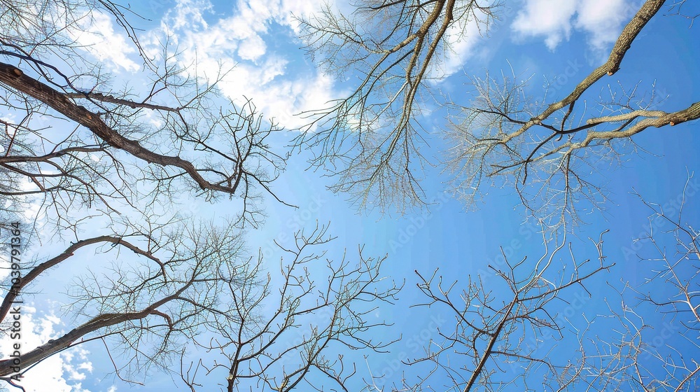 Dry tree branches with blue sky - a serene and natural sight. This image showcases dry tree branches against a beautiful blue sky, creating a sense of tranquility and simplicity Dry tree branches with blue sky - a serene and natural sight. This image showcases dry tree branches against a beautiful blue sky, creating a sense of tranquility and simplicity