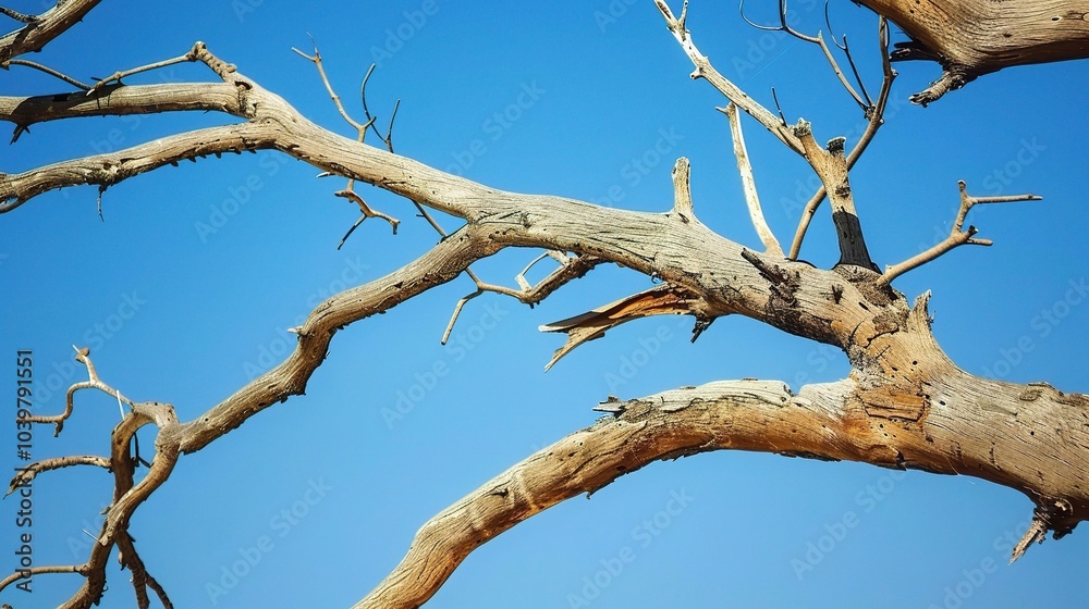 Dry tree branches with blue sky - a serene and natural sight. This image showcases dry tree branches against a beautiful blue sky, creating a sense of tranquility and simplicity Dry tree branches with blue sky - a serene and natural sight. This image showcases dry tree branches against a beautiful blue sky, creating a sense of tranquility and simplicity