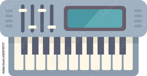 Digital synthesizer is showing musical keyboard interface for composing melodies