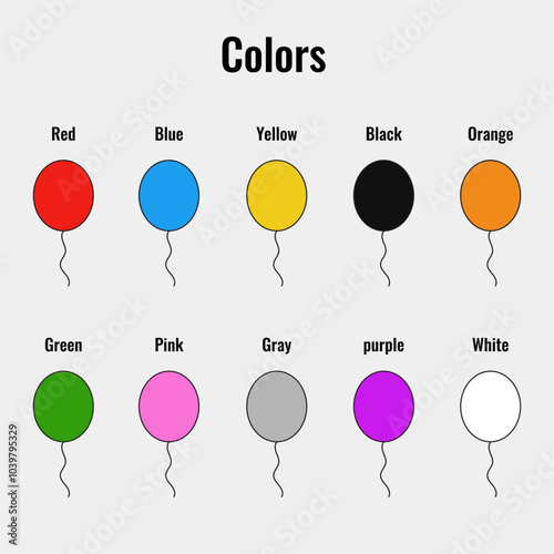 English vocabulary colors balloon vector