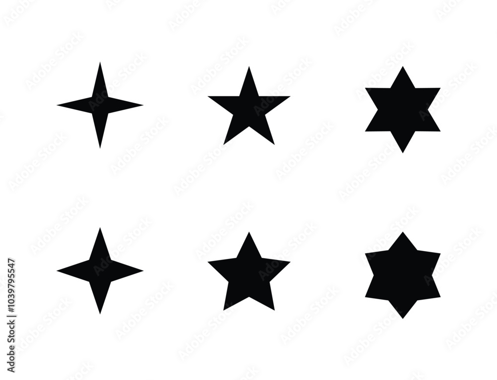 Star shape simple icon set Star shape simple icon set