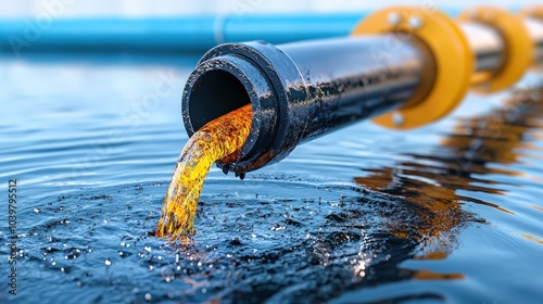 Pipe releasing contaminated water into a body of water, highlighting pollution issues.