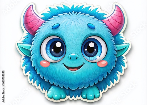 Adorable Blue Monster Sticker for Kids' Decor and Crafts