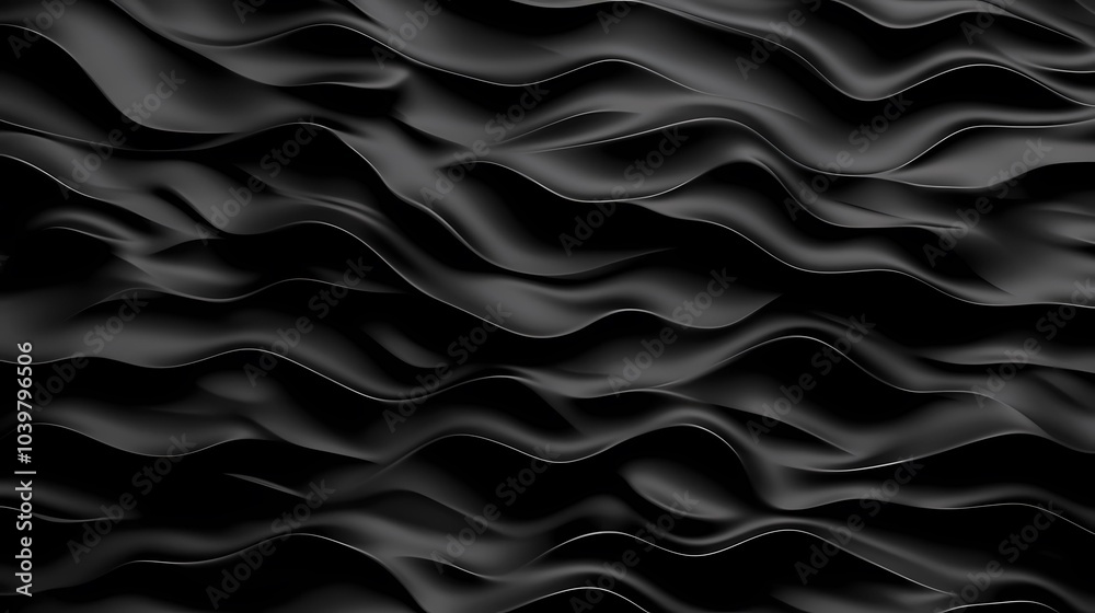 Fototapeta premium A black background with flowing wave-like patterns.
