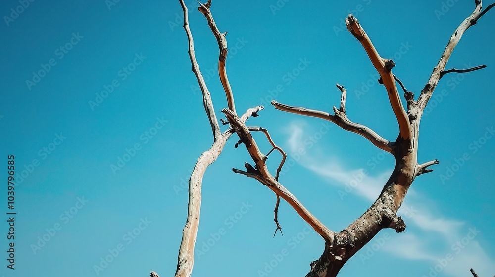 Dry tree branches with blue sky - a serene and natural sight. This image showcases dry tree branches against a beautiful blue sky, creating a sense of tranquility and simplicity Dry tree branches with blue sky - a serene and natural sight. This image showcases dry tree branches against a beautiful blue sky, creating a sense of tranquility and simplicity