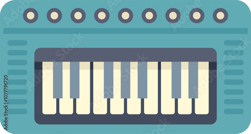 Electronic piano keyboard synthesizer is showing musical instrument concept in flat style